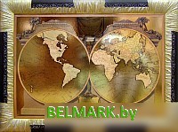 Картина Декарт Старинная карта золото 8Л0374 (в раме) - фото