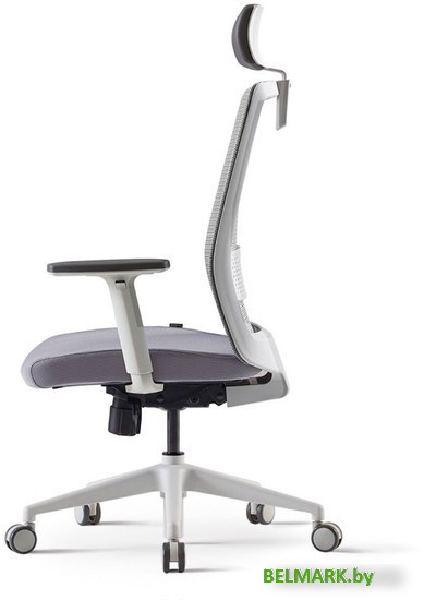 Офисное кресло Bestuhl S30 White Pl с подголовником и рег. подлокотником (черная сетка/серая ткань) - фото2