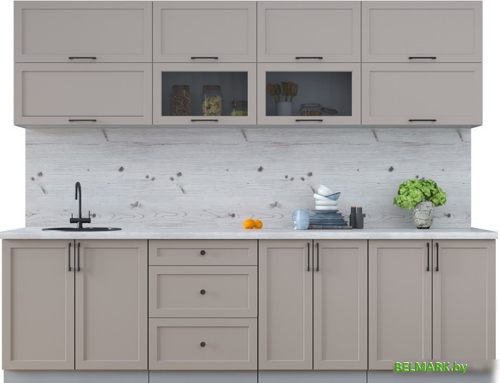 Готовая кухня Интерлиния Тренд 2.7Б (луна/луна/бискайская сосна) - фото