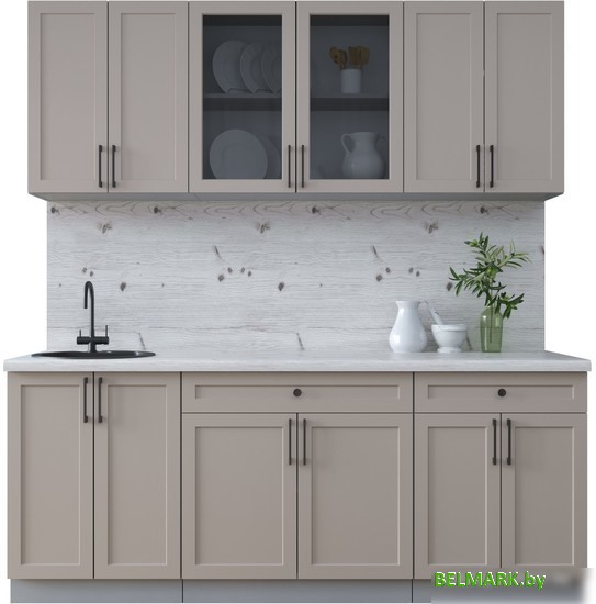 Готовая кухня Интерлиния Тренд 2.0А (луна/луна/бискайская сосна) - фото
