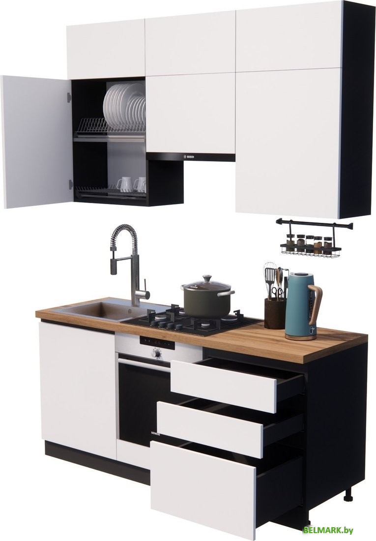 Готовая кухня ВерсоМебель Эко Премиум 1.8 (белый фасадный/ст. дуб вотан) - фото2