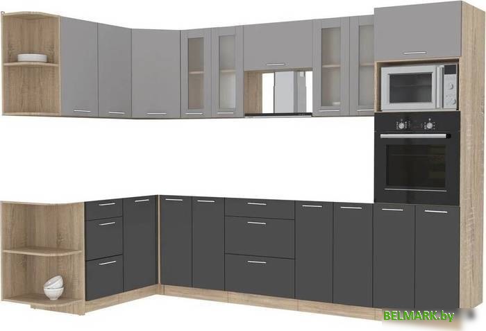 Готовая кухня Интерлиния Мила 1.68x3.0 левая без столешницы (серебристый/антрацит) - фото