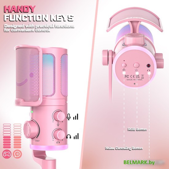 Проводной микрофон FIFINE AM6 (розовый) - фото2
