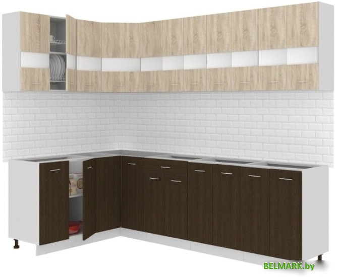 Готовая кухня Кортекс-мебель Корнелия Экстра 1.5x2.7 без столешницы (дуб сонома/венге) - фото