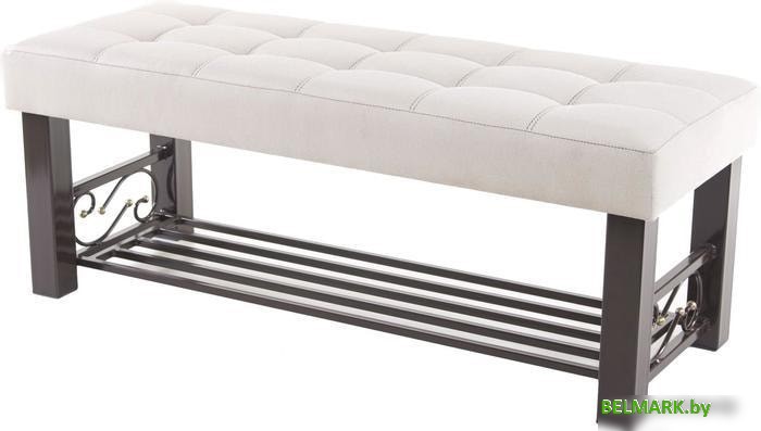 Банкетка AMC Lux 5 с полкой ткань коричневый/бежевый/коричневый 5.2Б120232 - фото