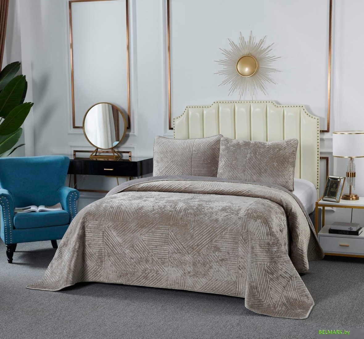 Набор текстиля для спальни Sofi De MarkO Патрисия 160x220 Пок-П-160x220б1 (бежевый 1) - фото2