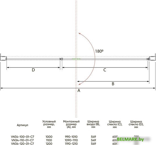 Душевая дверь Veconi VN-34 VN34-100-01-C7 - фото2