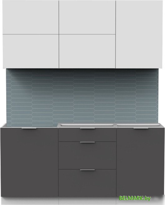 Готовая кухня Интермебель Микс Топ-33 1.7м без столешницы (белый премиум/графит серый) - фото