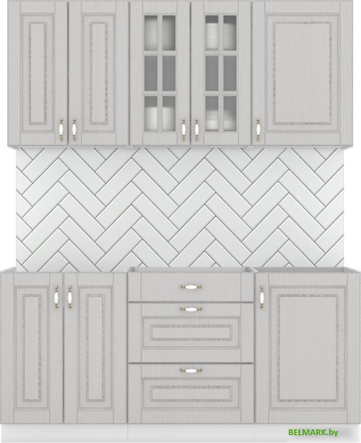 Готовая кухня Интермебель Бостон-3 1.7 без столешницы (ясень капучино софт) - фото