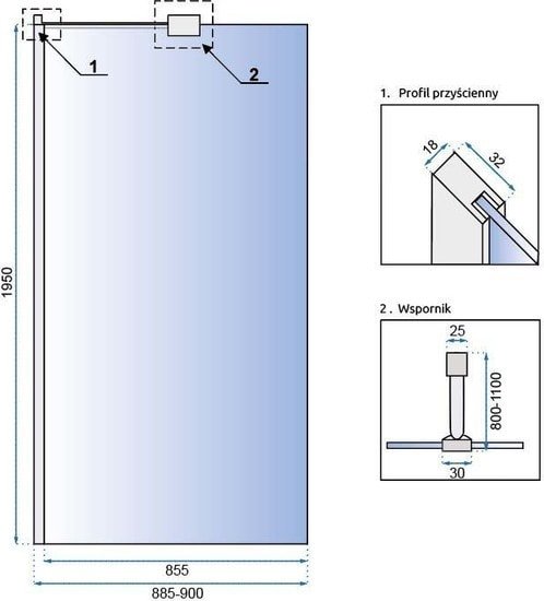 Душевая стенка Rea Aero N 90 (хром/прозрачное стекло) - фото2