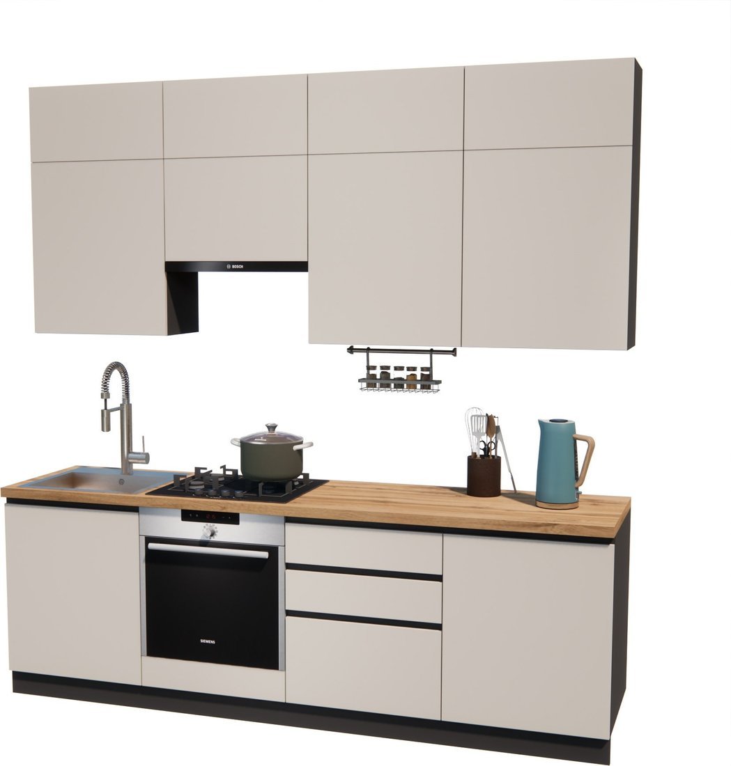 Готовая кухня ВерсоМебель Эко Премиум 2.4 (кашемир/ст. дуб вотан) - фото