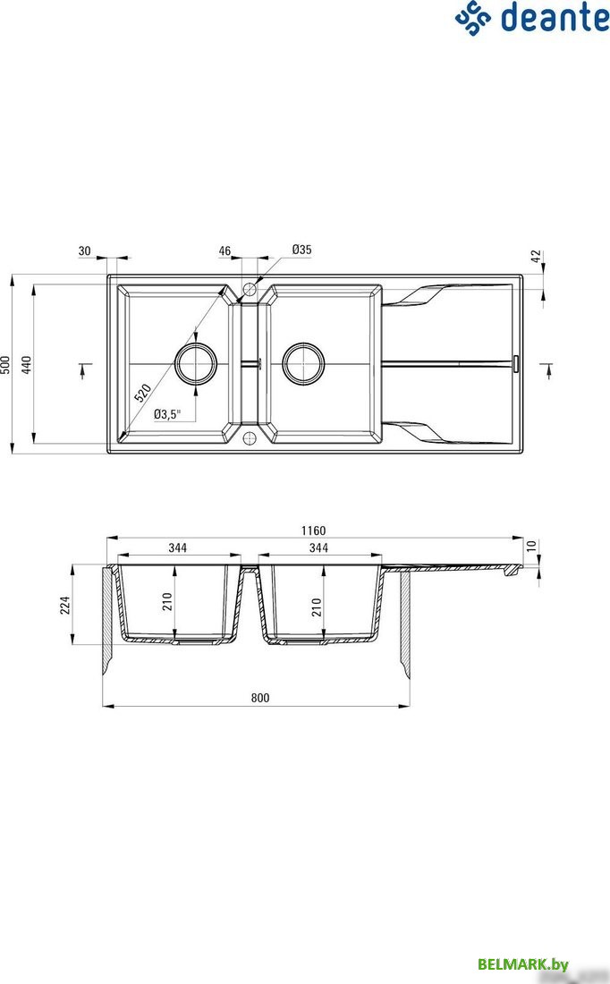 Кухонная мойка Deante Andante ZQN S213 (серый металлик) - фото2