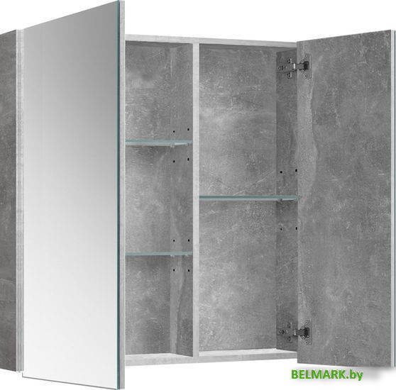 Belux Шкаф с зеркалом Стокгольм ВШ 70 (31, бетон чикаго светло-серый) - фото2