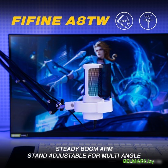 Проводной микрофон FIFINE A8T (белый) - фото
