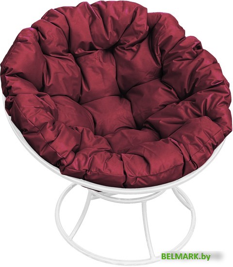Кресло M-Group Папасан 12010102 (белый/бордовая подушка) - фото