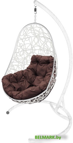 Подвесное кресло M-Group Овал 11140105 (белый ротанг/коричневая подушка) - фото
