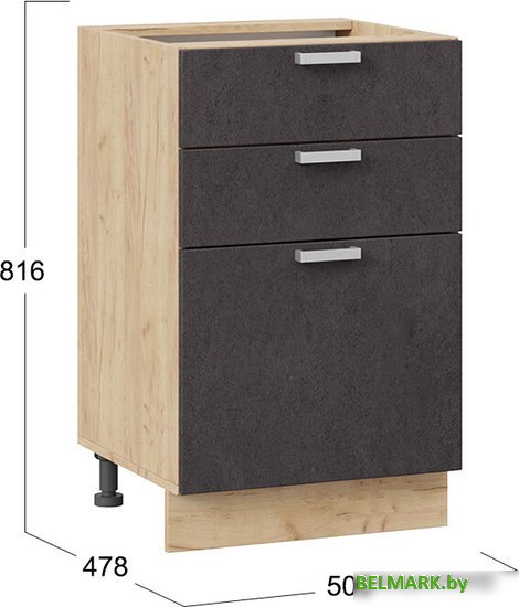 Шкаф напольный Трия Гранита 1Н5Я3 (дуб крафт золотой/бетон графит) - фото2