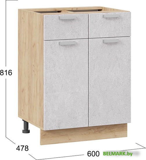 Шкаф напольный Трия Гранита 1Н6Я1 (дуб крафт золотой/бетон снежный) - фото2