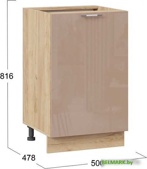 Шкаф напольный Трия Весна 1Н5 (дуб крафт золотой/кофе с молоком) - фото2