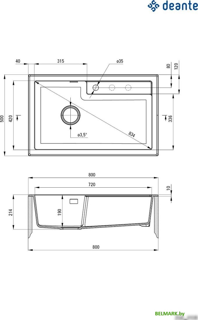 Кухонная мойка Deante ZQE_T10B - фото2