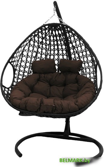 Подвесное кресло M-Group Для двоих Люкс 11510405 (черный ротанг/коричневая подушка) - фото