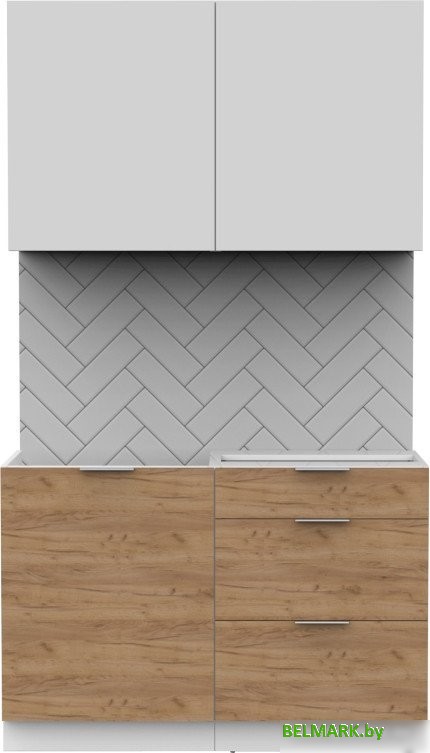 Готовая кухня Интермебель Микс Топ-1 1.2м без столешницы (белый премиум/дуб крафт золотой) - фото