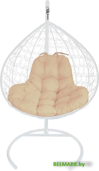 Подвесное кресло M-Group XL 11120101 (белый ротанг/бежевая подушка) - фото