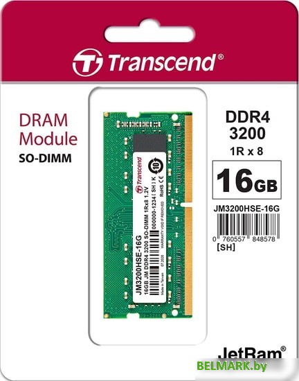 Оперативная память Transcend JetRam 16GB DDR4 SODIMM PC4-25600 JM3200HSE-16G - фото2