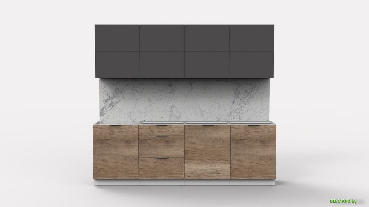 Готовая кухня Интермебель Микс Топ-38 2.4м без столешницы (графит серый/дуб каньон) - фото2