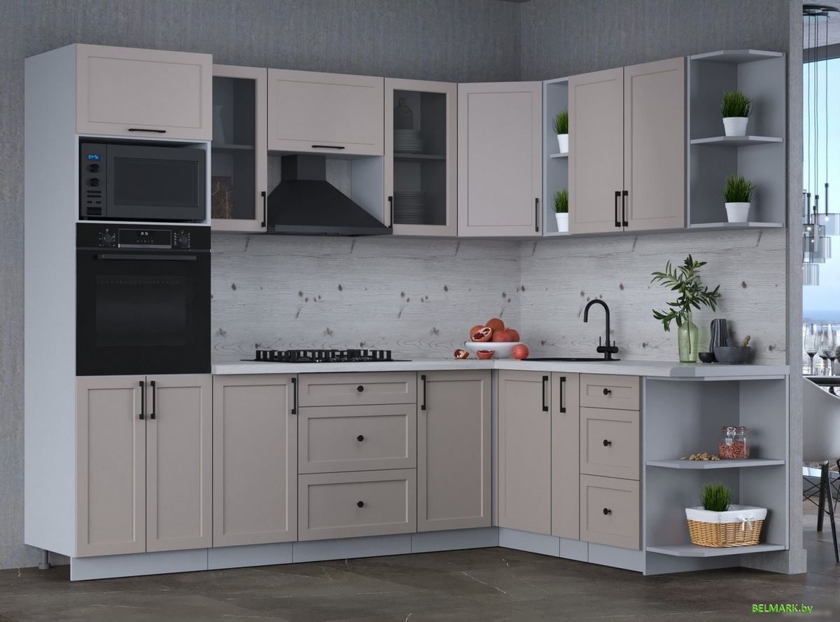 Готовая кухня Интерлиния Тренд 1.88x2.6 ВТ правая (луна/луна/бискайская сосна) - фото2