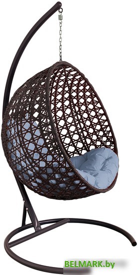 Подвесное кресло M-Group Круг Люкс 11060209 (коричневый ротанг/серая подушка) - фото