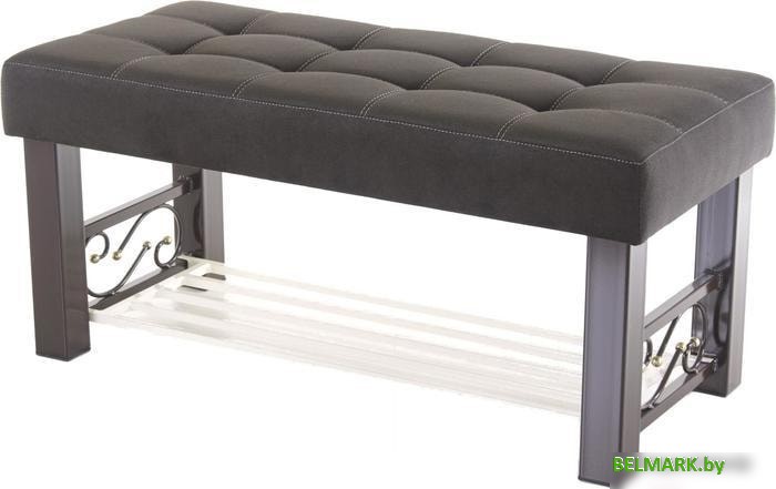 Банкетка AMC Lux 5 с полкой ткань коричневый/коричневый/бежевый 5.2Б100223 - фото