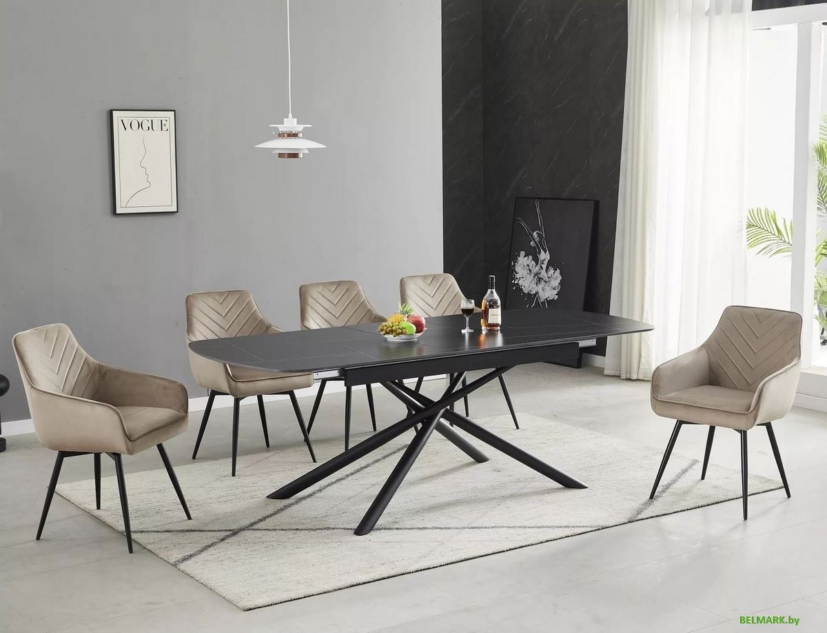 Кухонный стол Signal Vector ceramic 180-220/90 (черный/черный) - фото2