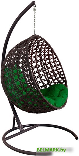 Подвесное кресло M-Group Круг Люкс 11060204 (коричневый ротанг/зеленая подушка) - фото
