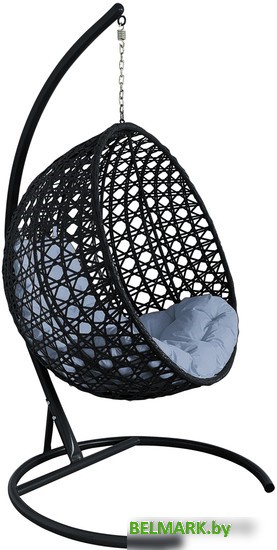 Подвесное кресло M-Group Круг Люкс 11060409 (черный ротанг/серая подушка) - фото