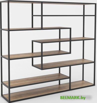 Стеллаж Hype Mebel Зиг-Заг 200x150 (черный/дуб галифакс натуральный) - фото