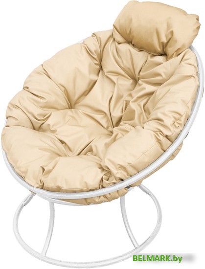 Кресло M-Group Папасан мини 12060101 (белый/бежевая подушка) - фото