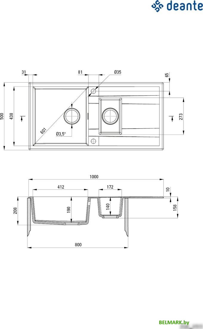 Кухонная мойка Deante Eridan ZQE S513 (серый металлик) - фото2