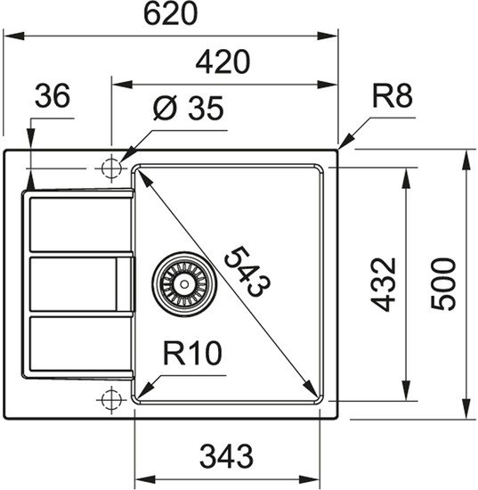 Кухонная мойка Franke Sirius 2.0 S2D 611-62 (500) Tectonite 143.0628.363 (белый) - фото2