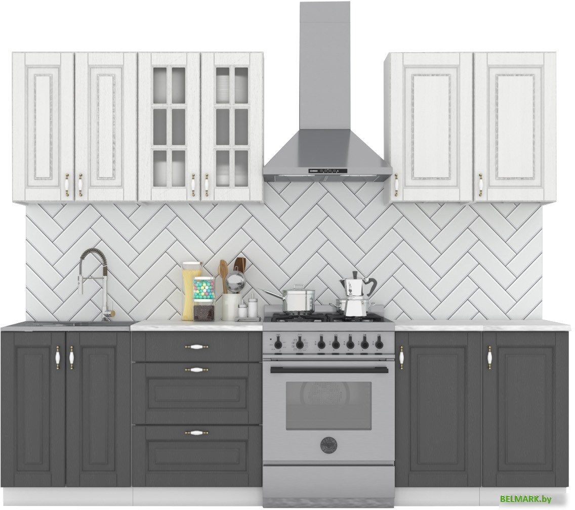 Готовая кухня Интермебель Бостон-5 2.0 (акация белая/акация графит/венато) - фото