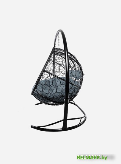 Подвесной диван M-Group Лежебока 11180409 (с черным ротангом/серая подушка) - фото2