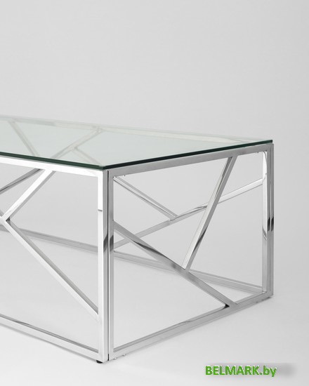 Журнальный столик Stool Group Арт Деко 120x60 ECT-015 (прозрачное стекло/сталь серебристый) - фото2
