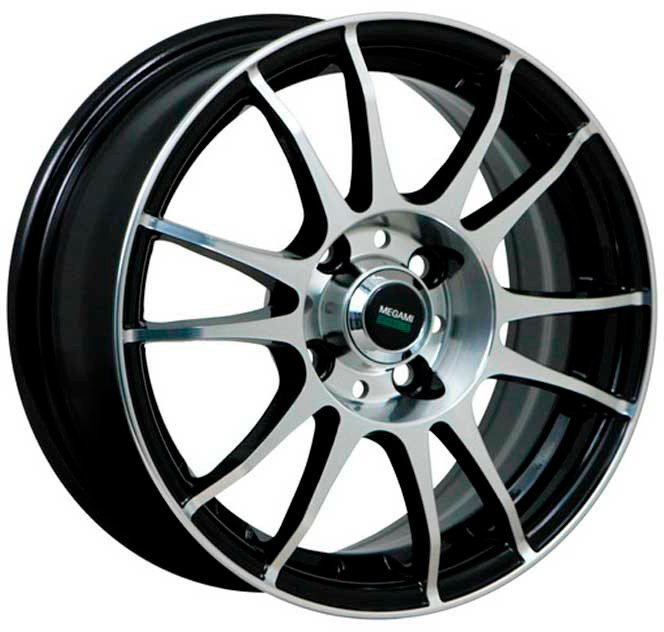 Литые диски Megami MGM-3 15x6" 5x114.3мм DIA 67.1мм ET 38мм BKF - фото
