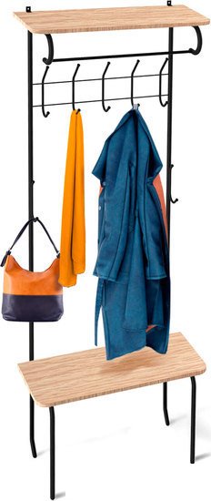 Стойка для одежды Sheffilton SHT-HW1 192404 (черный муар/дуб беленый) - фото