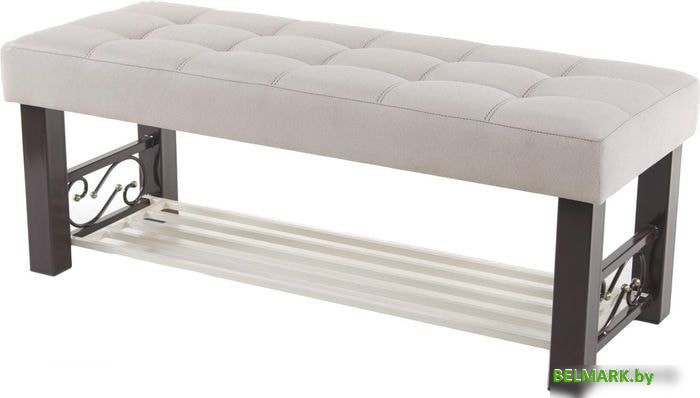 Банкетка AMC Lux 5 с полкой ткань коричневый/бежевый/бежевый 5.2Б120233 - фото