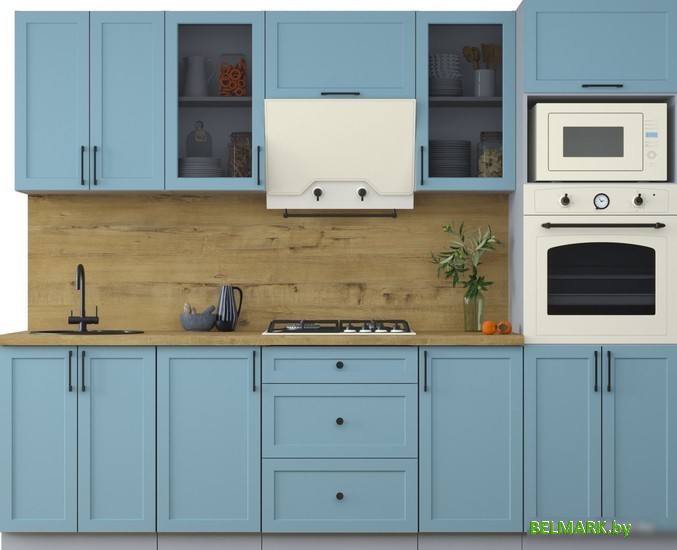 Готовая кухня Интерлиния Тренд 2.6В (океан/океан/дуб бунратти) - фото