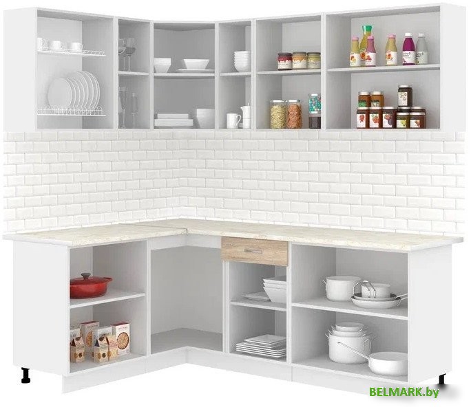 Готовая кухня Кортекс-мебель Корнелия Лира 1.5x2.2 (дуб сонома/королевский опал) - фото2