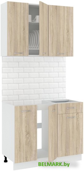 Готовая кухня Кортекс-мебель Корнелия Лира-лайт 1.0м без столешницы (дуб сонома) - фото