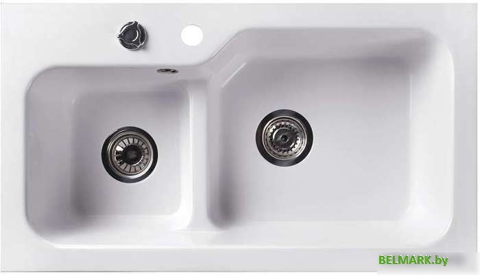 Кухонная мойка Belux SG-REC-DUO 8045 (белый кварц) - фото