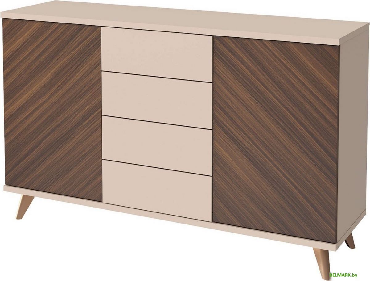 Комоды, тумбы Stolline Хармони 2 двери 4 ящика 468.07 (бежевый/древесный) - фото